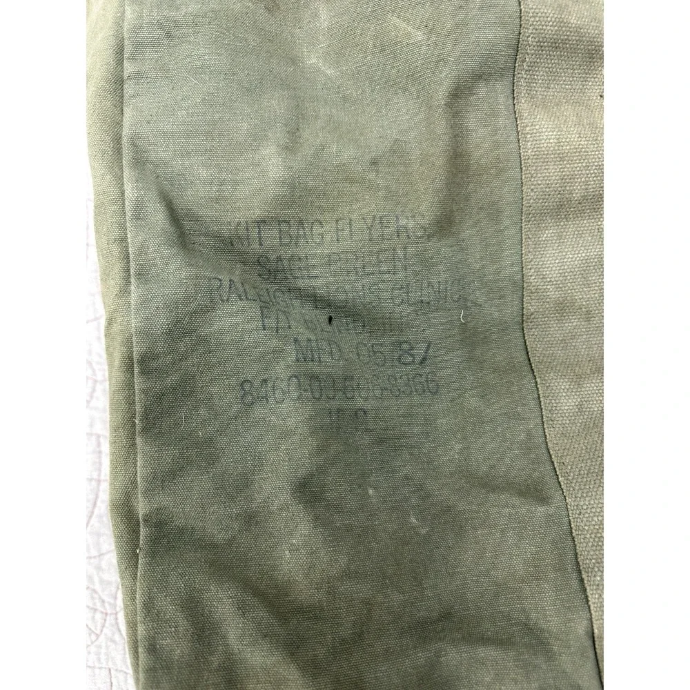 Kit Bag Flyers Green US Military Duffle USA Vtg 1987 Canvas Zipper 22